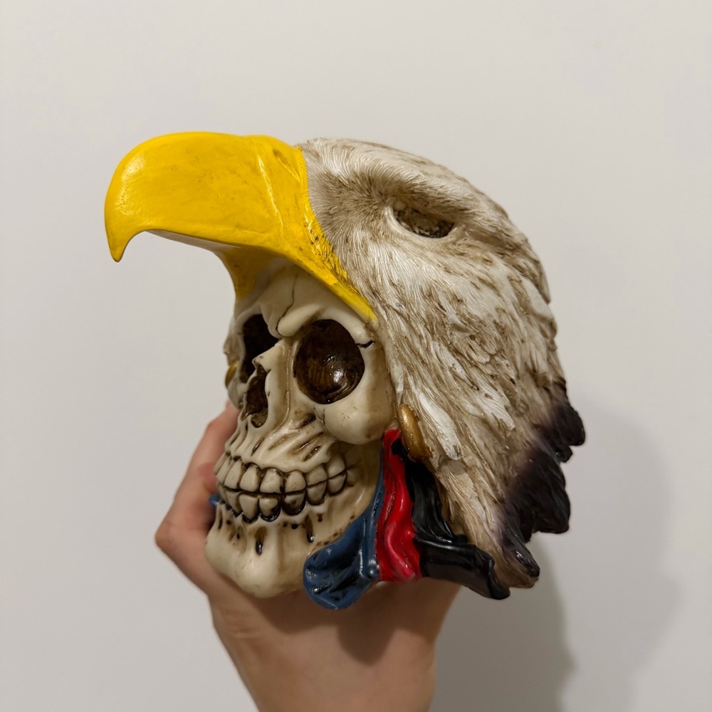 Eagle Skull Native American Indian Sculpture with Yellow Beak